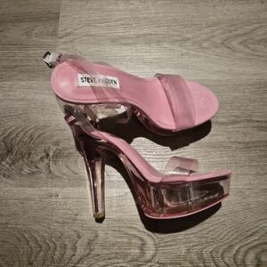 Pink Transparent Heeled Sandals